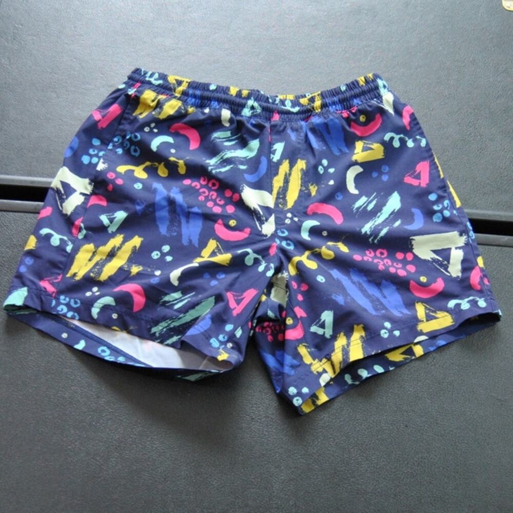 Maamgic Blue Pattern 2 in 1 Stretch Short Lined Gym Shorts Small
